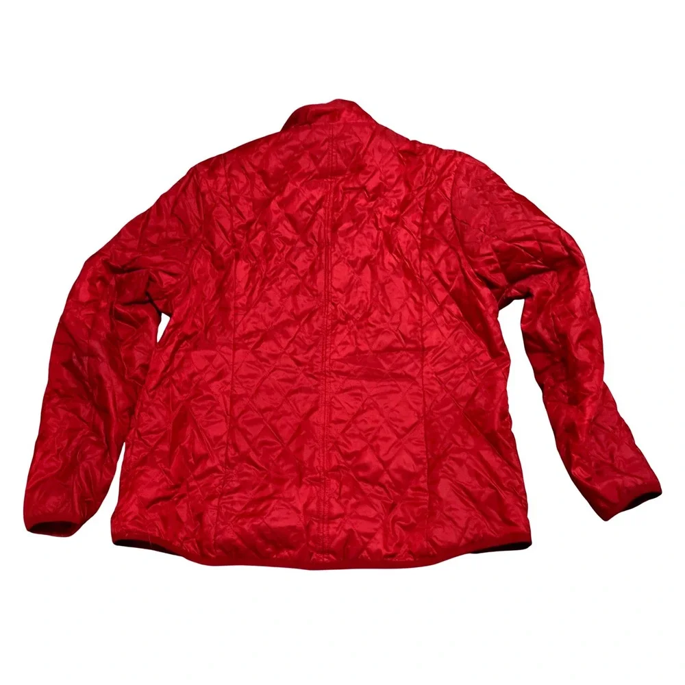 Lands End Boys Red Quilted Primaloft Puffer Jacket XL 18 Full Zip Mock Neck